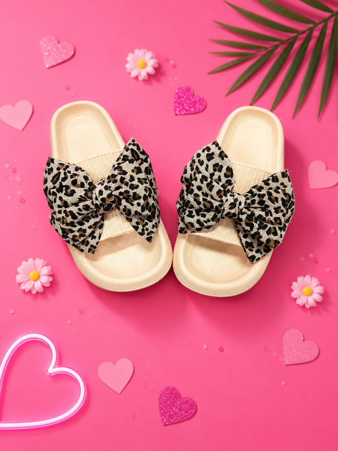 Leopard Bow Slippers