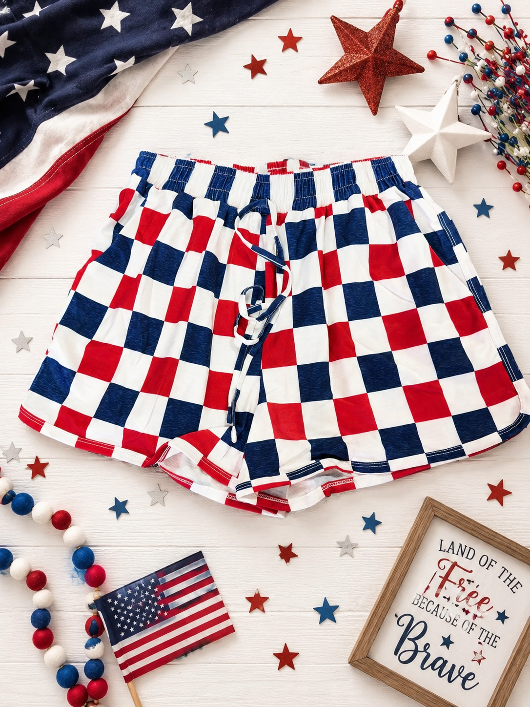 4th of July Checkered Shorts