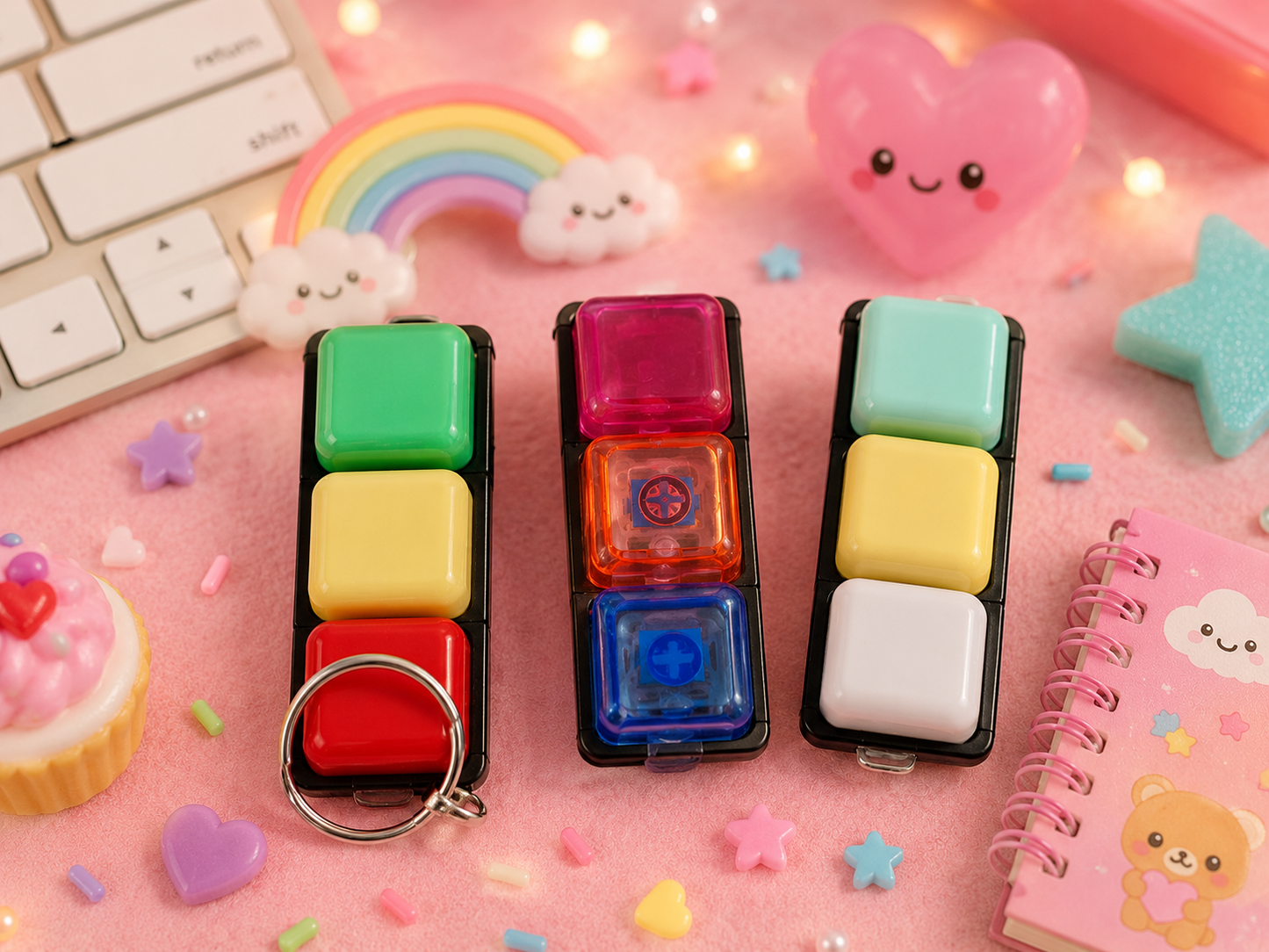Light Up Fidget Buttons Key Chain