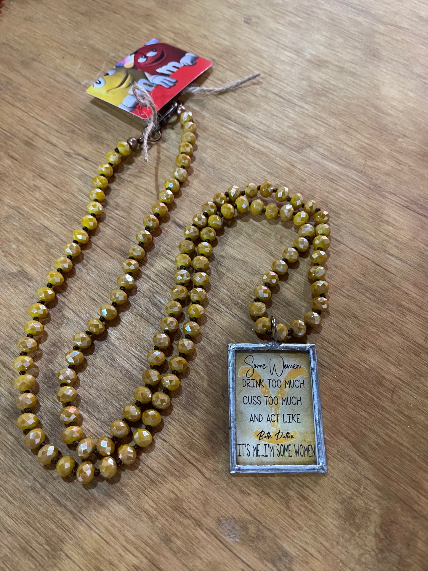 Long Beaded Necklace With Large Charm