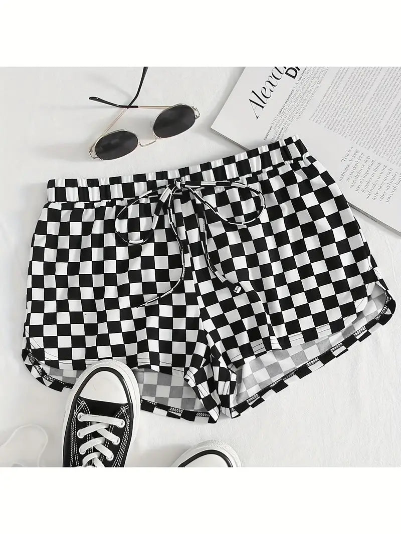 Black and white checkered shorts