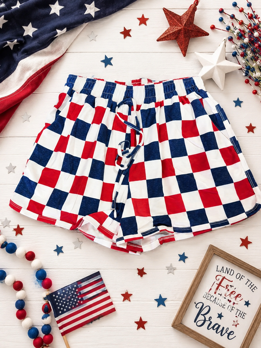 4th of July Checkered Shorts