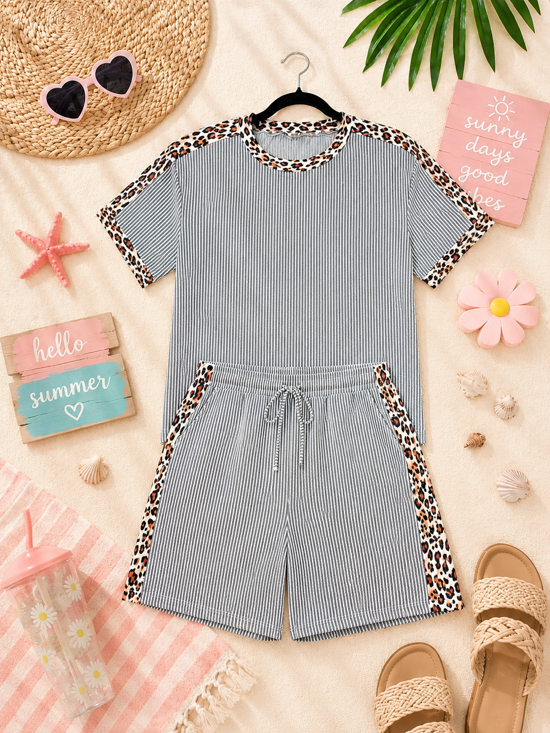 2 PC Leopard Short Set