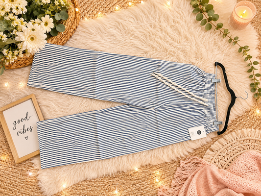 Striped wide leg jeans