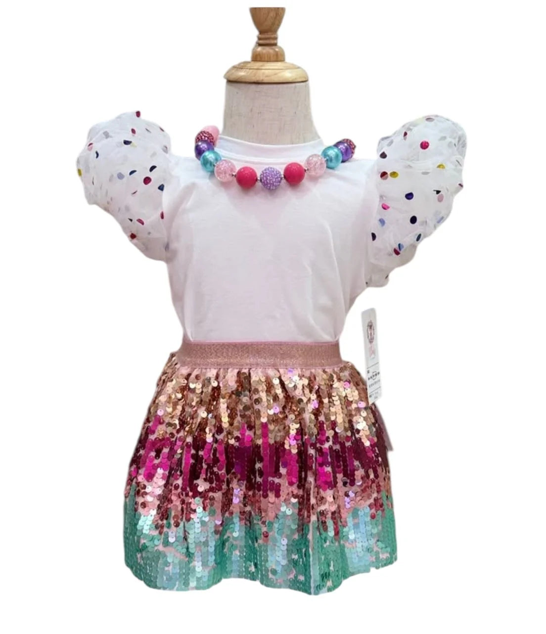 Girls Ruffle Shirt and Sequin Skirt