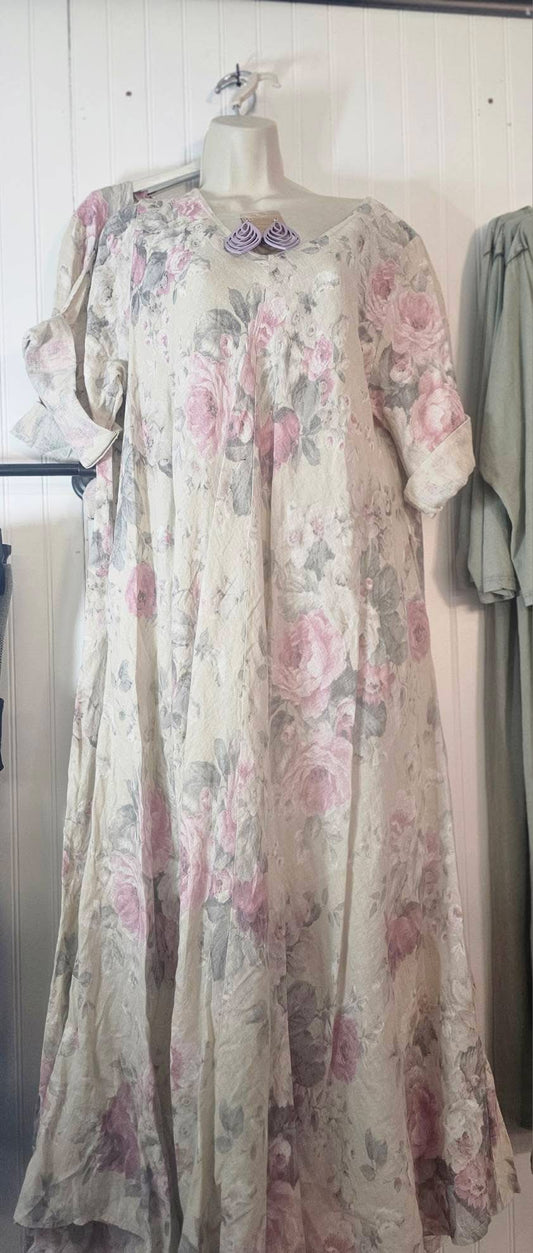 Linen Floral Dress
