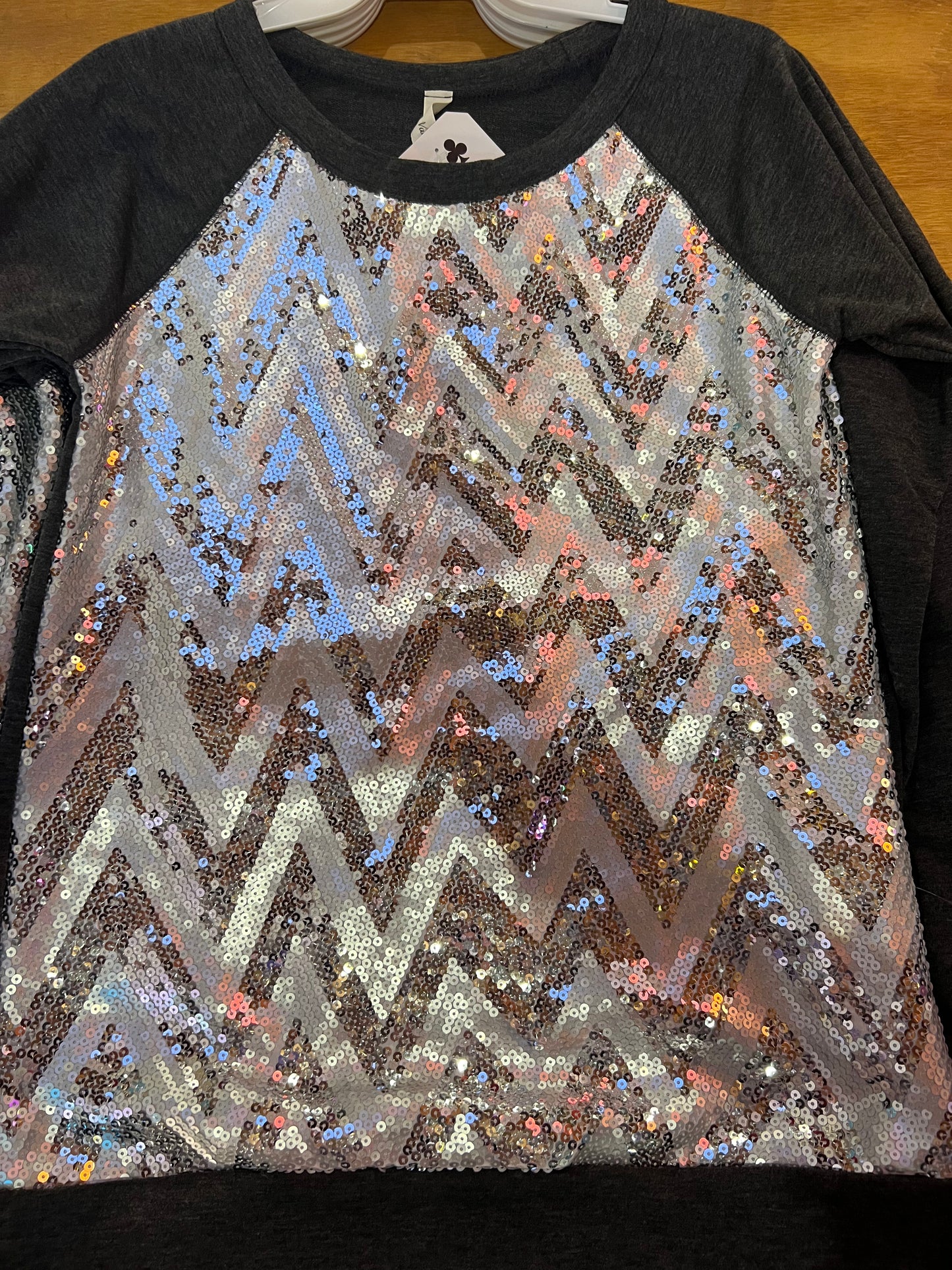 SEQUINED SILVER CHEVRON SHIRT
