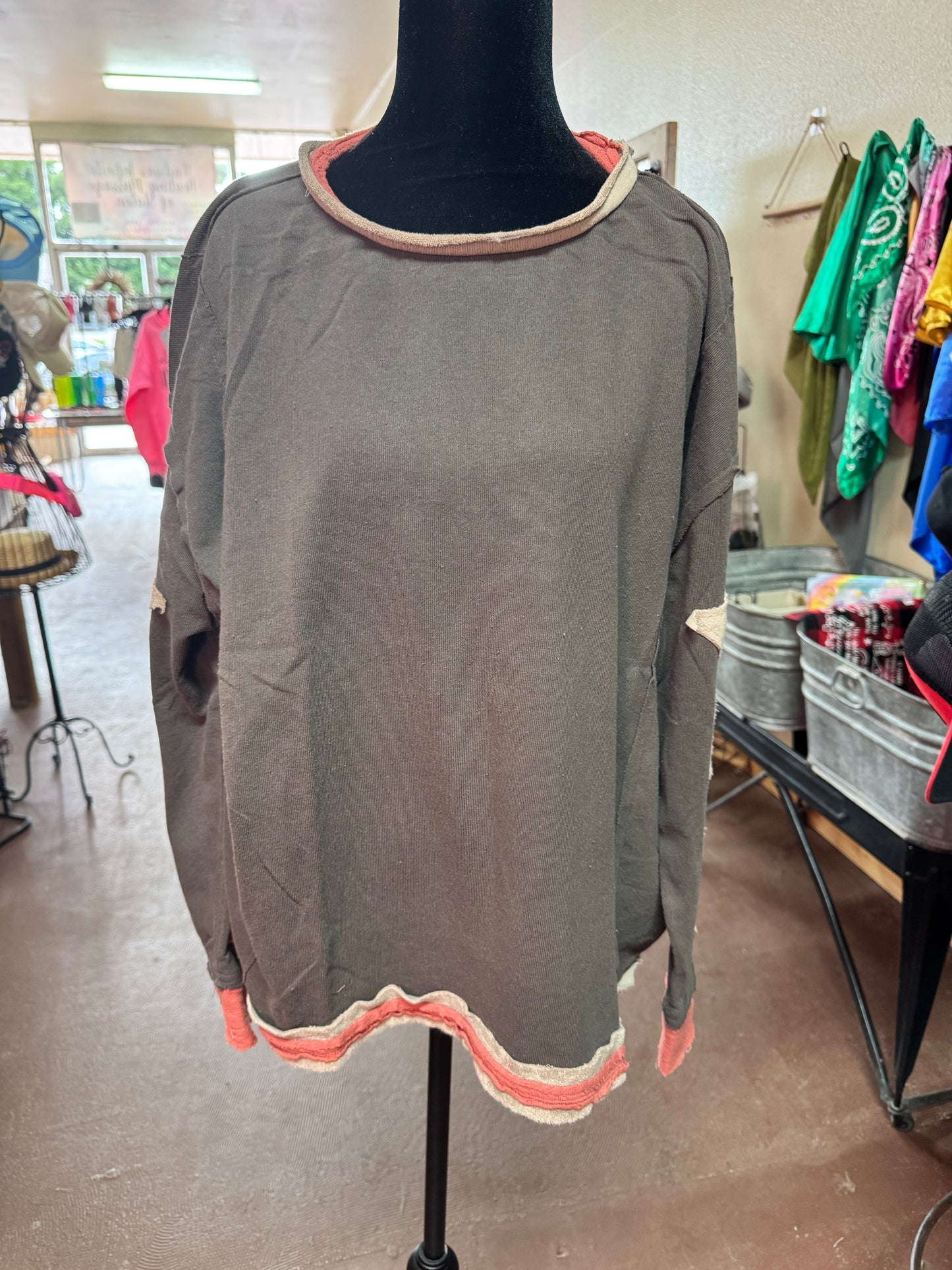 Sage and Fig Brown Star Terry Top