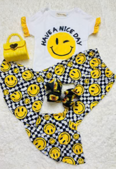 Girls Summer Yellow Smilie Face Set