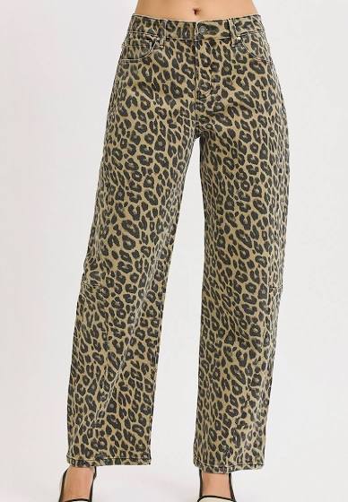 Risen Cheetah Barrel Jeans